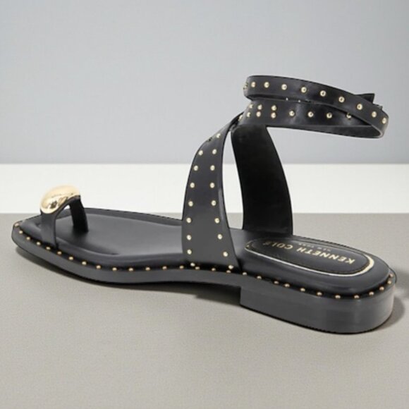 Kenneth Cole Ravenn Black Faux Leather Studded Sandal - Size 9 Med - Picture 3 of 14